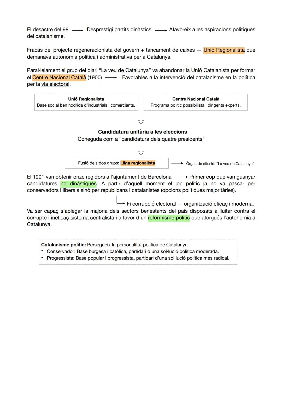 # ORÍGENS I CONSOLIDACIÓ DEL CATALANISME

Llengua oficial (administració pública, ensenyament i actes oficials): castellà tot i així el
sent