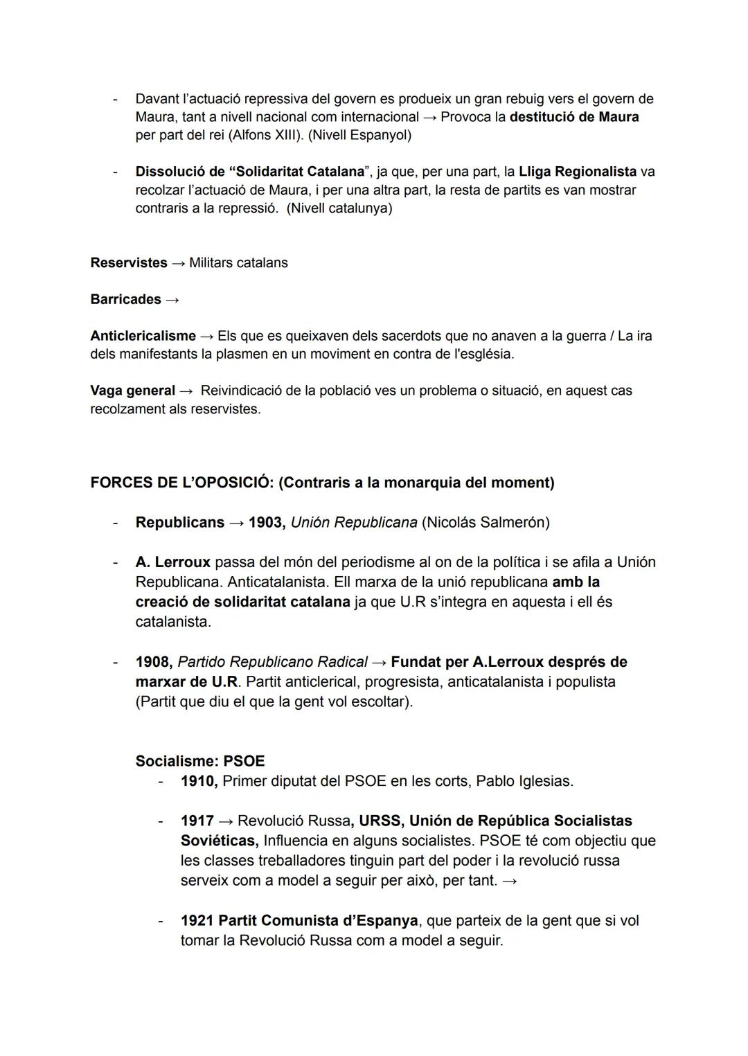 CRISI DE LA RESTAURACIÓ: (tema 8 del libro)
Pag 137, cuadro azul
Acords de l'assemblea obrera de Terrassa (1 juliol 1909)
La guerra al Marro