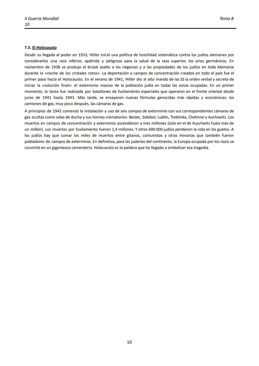 II Guerra Mundial
1
TEMA 8. LA II GUERRA MUNDIAL
●
1.
INTRODUCCIÓN.
La Segunda Guerra Mundial comenzó apenas veinte años después de finaliza