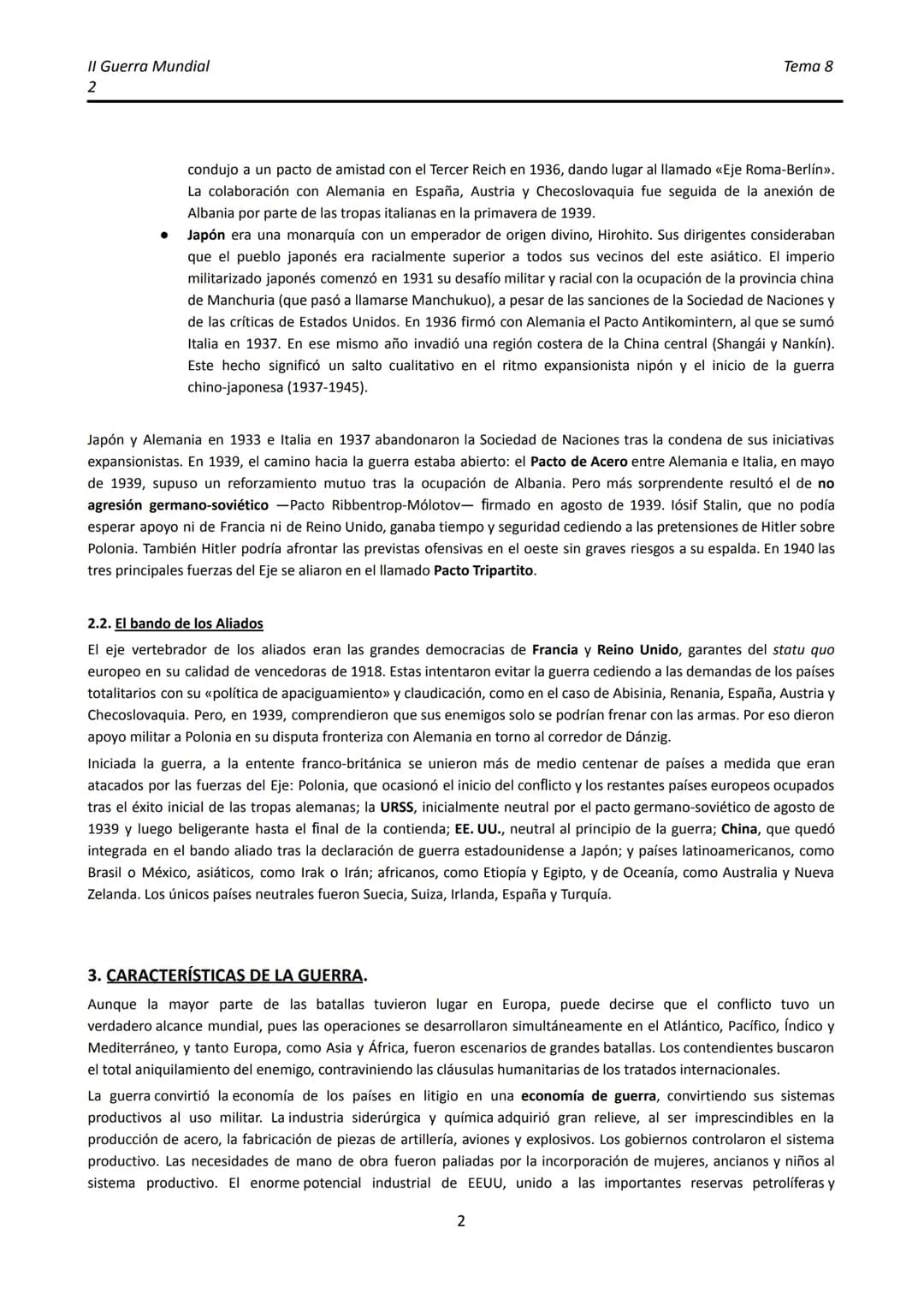 II Guerra Mundial
1
TEMA 8. LA II GUERRA MUNDIAL
●
1.
INTRODUCCIÓN.
La Segunda Guerra Mundial comenzó apenas veinte años después de finaliza