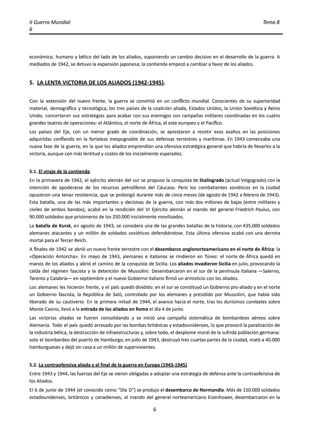 II Guerra Mundial
1
TEMA 8. LA II GUERRA MUNDIAL
●
1.
INTRODUCCIÓN.
La Segunda Guerra Mundial comenzó apenas veinte años después de finaliza