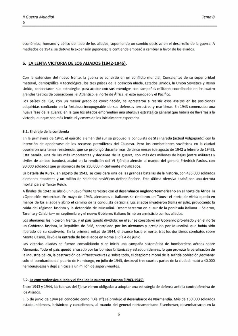II Guerra Mundial
1
TEMA 8. LA II GUERRA MUNDIAL
●
1.
INTRODUCCIÓN.
La Segunda Guerra Mundial comenzó apenas veinte años después de finaliza