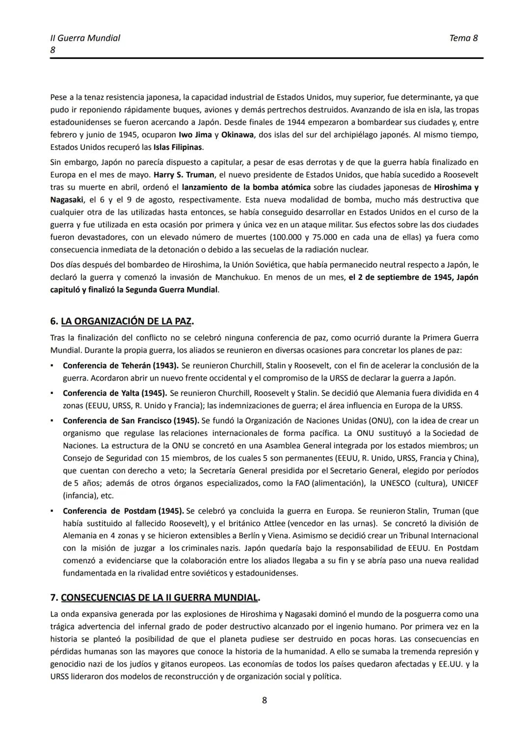 II Guerra Mundial
1
TEMA 8. LA II GUERRA MUNDIAL
●
1.
INTRODUCCIÓN.
La Segunda Guerra Mundial comenzó apenas veinte años después de finaliza
