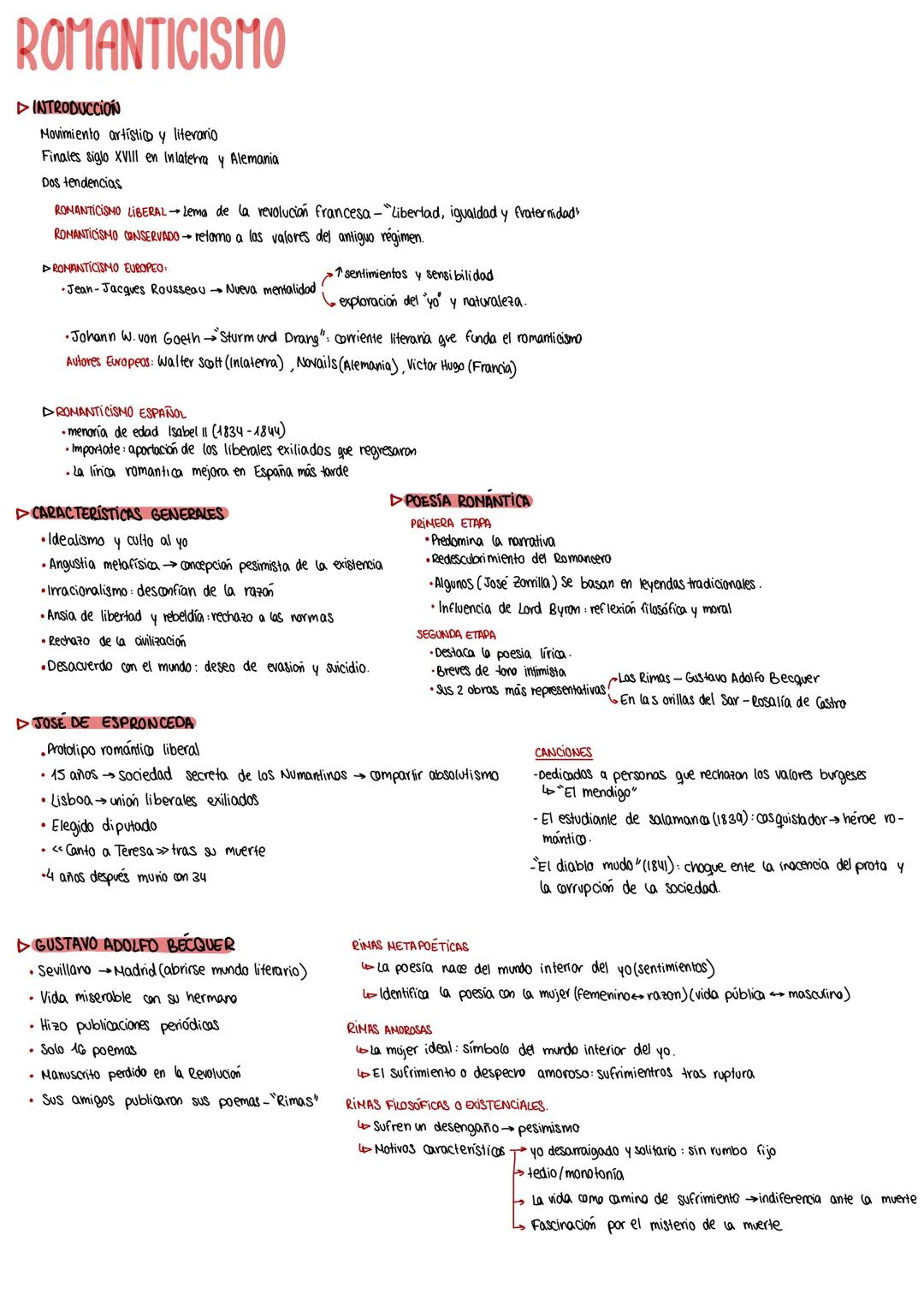 romanticismo, literatura 1 bach