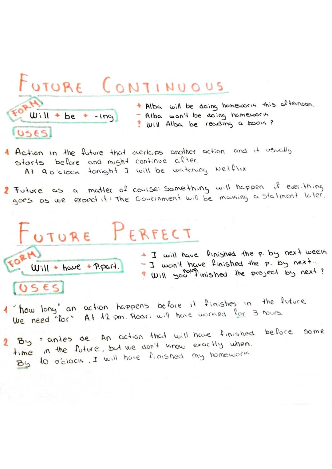 FUTURE
FORM
Will be
USES]
2 Future as
goes as we
FORM
CONTINUOUS
+ -ing.
4 Action in the future that overlaps another action
storts before a