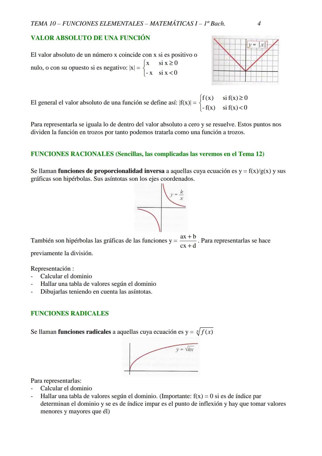 TEMA 10-FUNCIONES ELEMENTALES - MATEMÁTICAS I- 1º Bach.
TEMA 10 - FUNCIONES ELEMENTALES
10.1 CONCEPTO DE FUNCIÓN
DEFINICIÓN: f es una funció