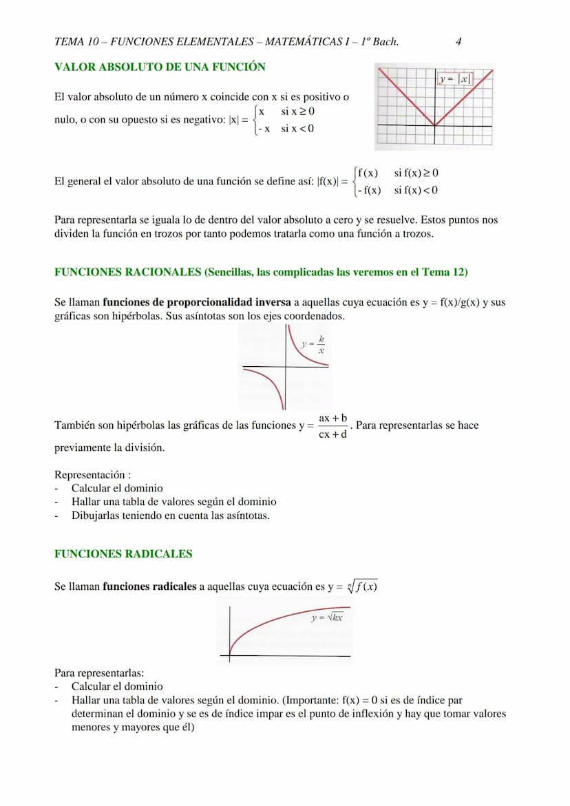 TEMA 10-FUNCIONES ELEMENTALES - MATEMÁTICAS I- 1º Bach.
TEMA 10 - FUNCIONES ELEMENTALES
10.1 CONCEPTO DE FUNCIÓN
DEFINICIÓN: f es una funció