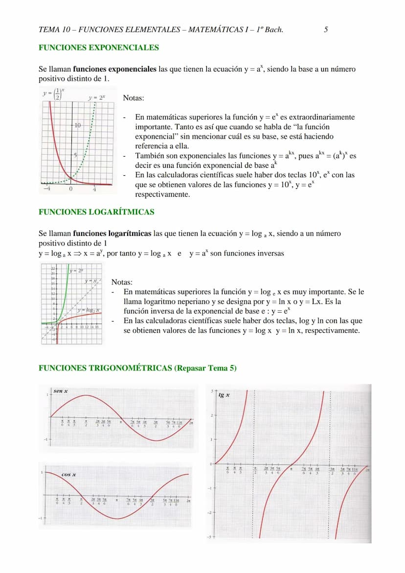 TEMA 10-FUNCIONES ELEMENTALES - MATEMÁTICAS I- 1º Bach.
TEMA 10 - FUNCIONES ELEMENTALES
10.1 CONCEPTO DE FUNCIÓN
DEFINICIÓN: f es una funció