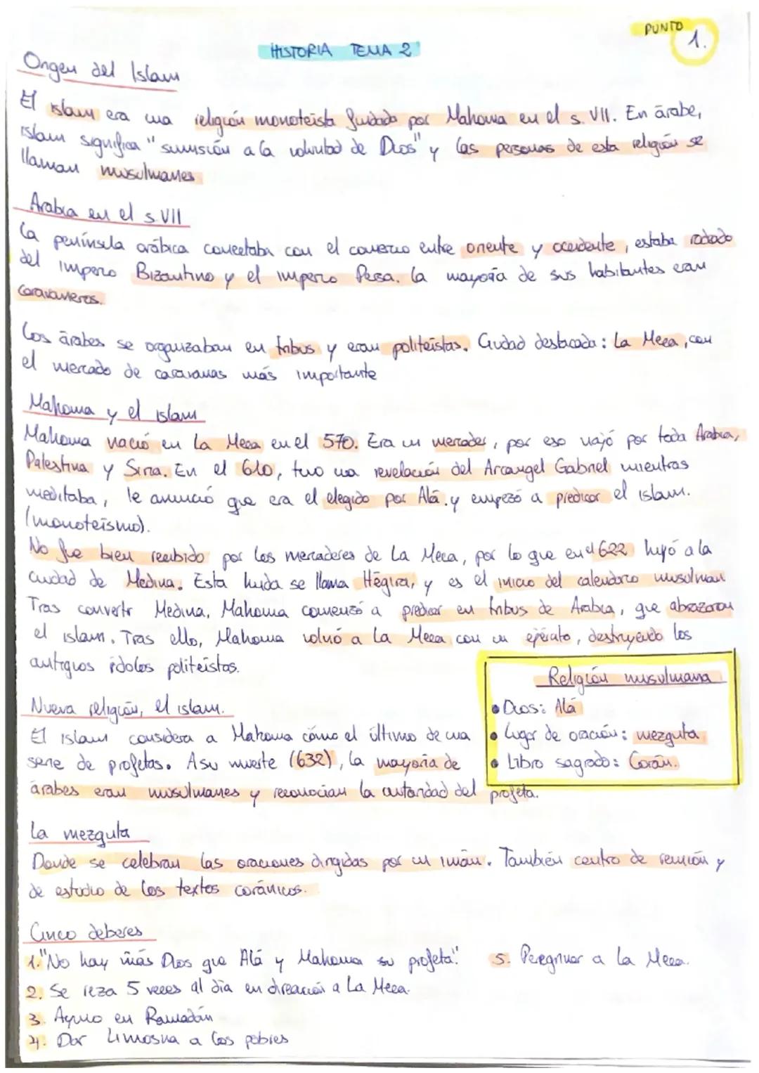 # Orgen del Islam

El islam era wa religión monoteista Suidado por Mahowa en el s. VII. En arabe,
Islam significa "sursión a la courubo de D