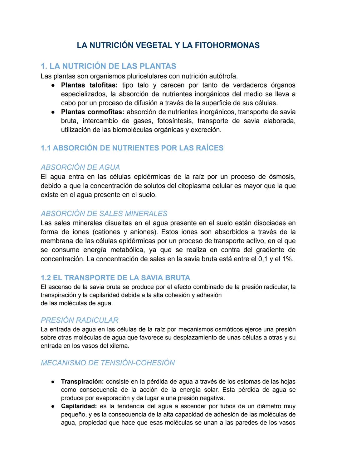 La nutrición vegetal y las fitohormonas