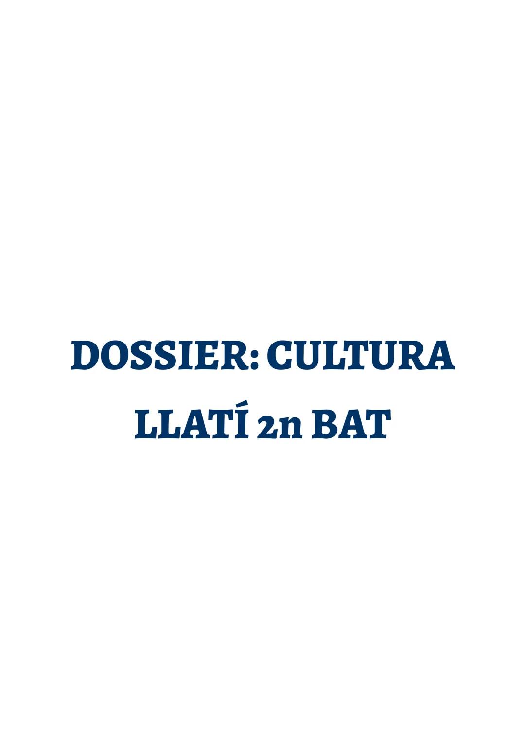 # DOSSIER: CULTURA
LLATÍ 2n BAT DOSSIER LLATÍ CULTURA

2021-2022

CULTURA LLATÍ

TEMARI:

1. LITERATURA

1.1. Gèneres literaris

1.2. Comèdi