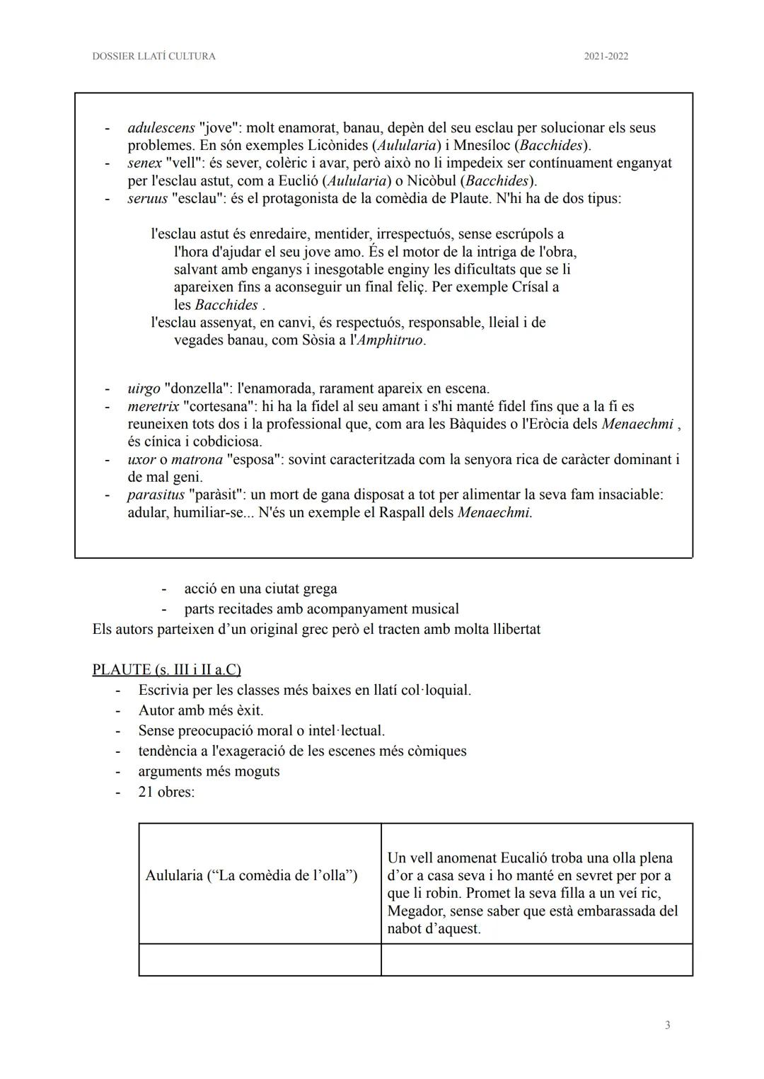 # DOSSIER: CULTURA
LLATÍ 2n BAT DOSSIER LLATÍ CULTURA

2021-2022

CULTURA LLATÍ

TEMARI:

1. LITERATURA

1.1. Gèneres literaris

1.2. Comèdi