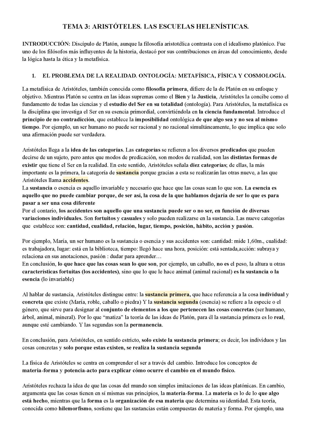 TEMA 3: Aristóteles y escuelas Helenísticas