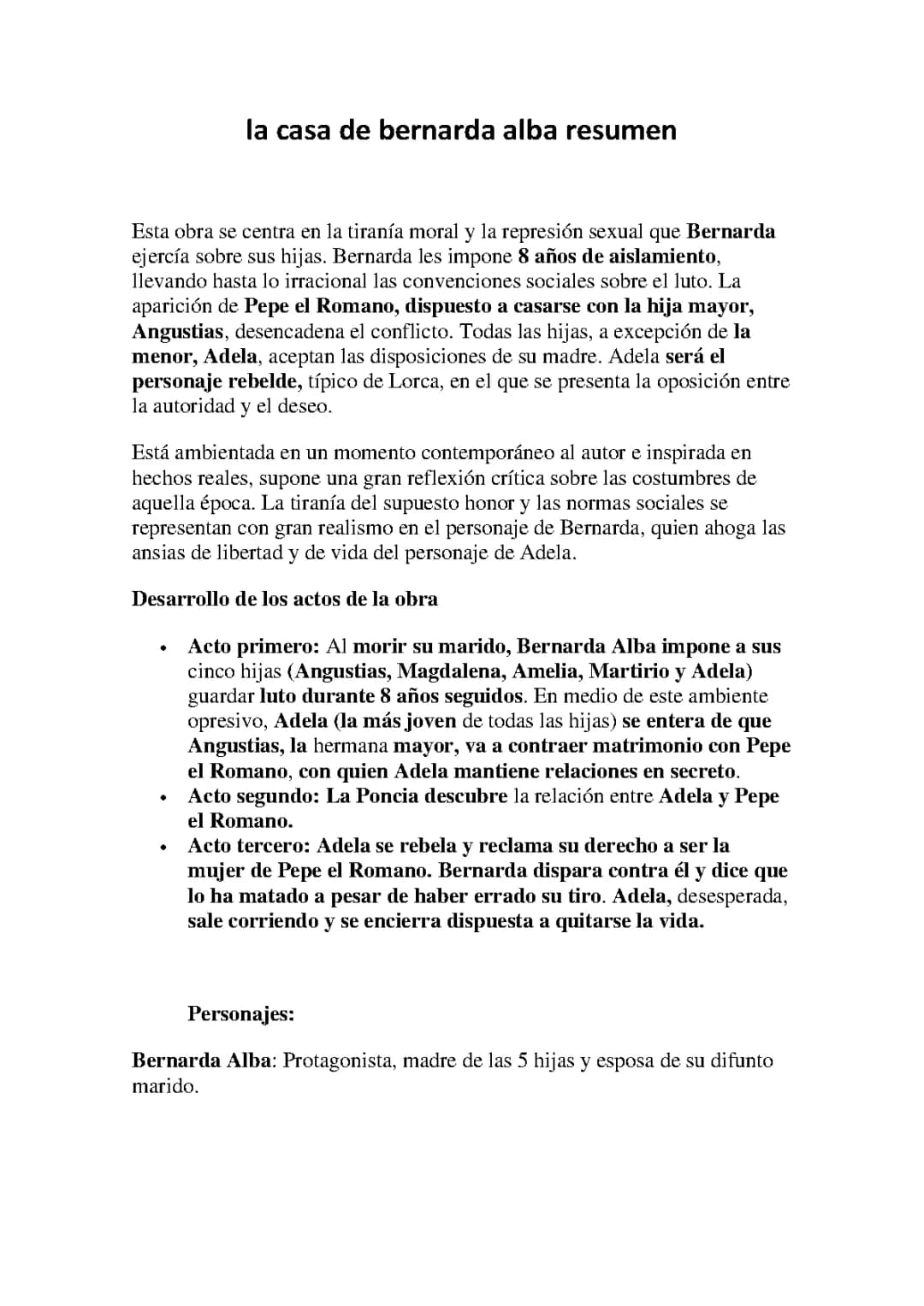 La casa de Bernarda alba 