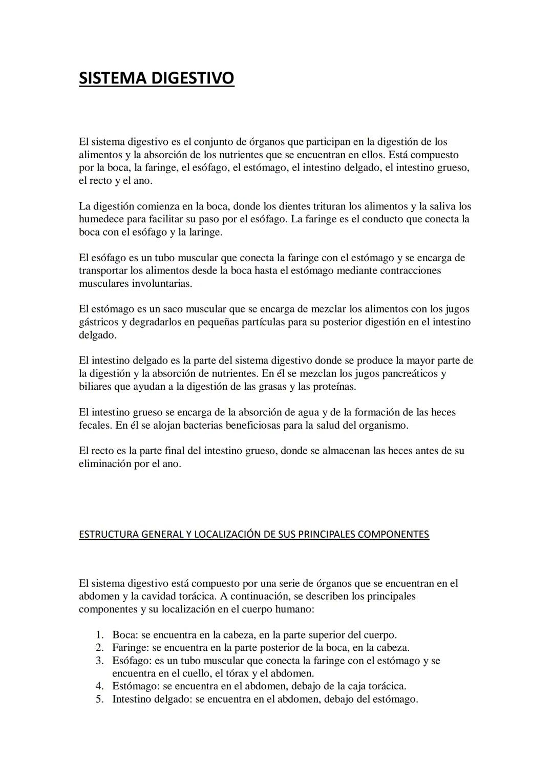 # SISTEMA DIGESTIVO

El sistema digestivo es el conjunto de órganos que participan en la digestión de los
alimentos y la absorción de los nu