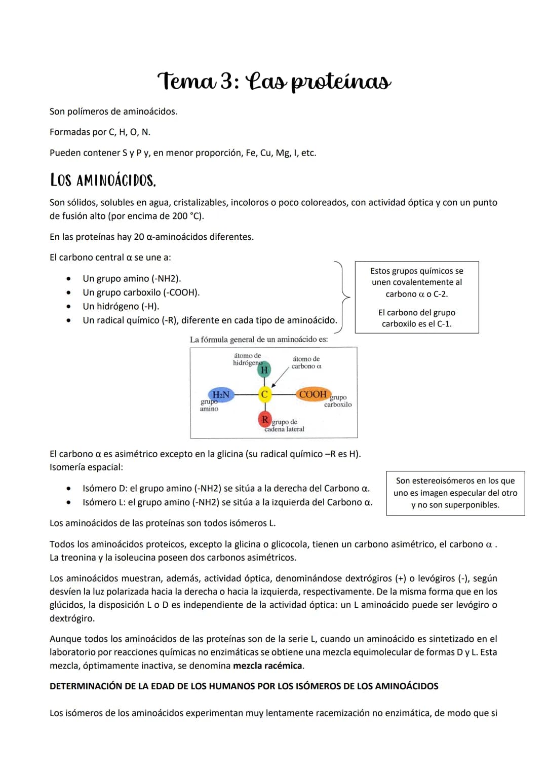 
<p>Las proteínas son polímeros de aminoácidos que están formadas por C, H, O, N, y pueden contener S y P, y en menor proporción, Fe, Cu, Mg