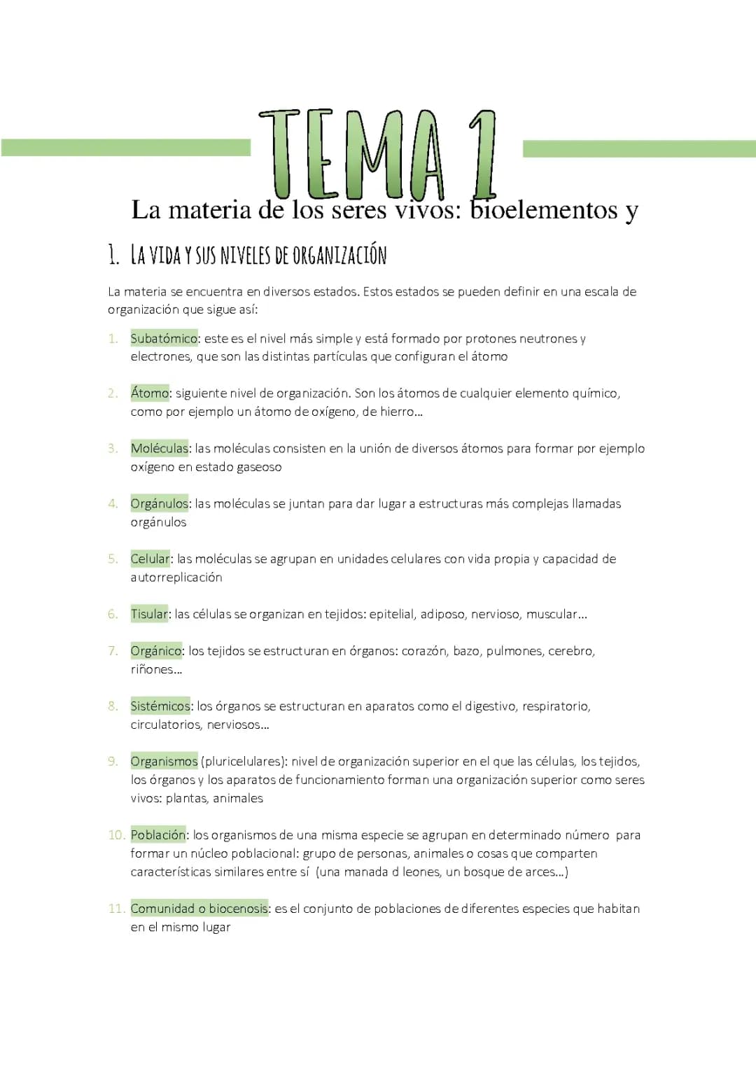 Los biolementos y biomoléculas 