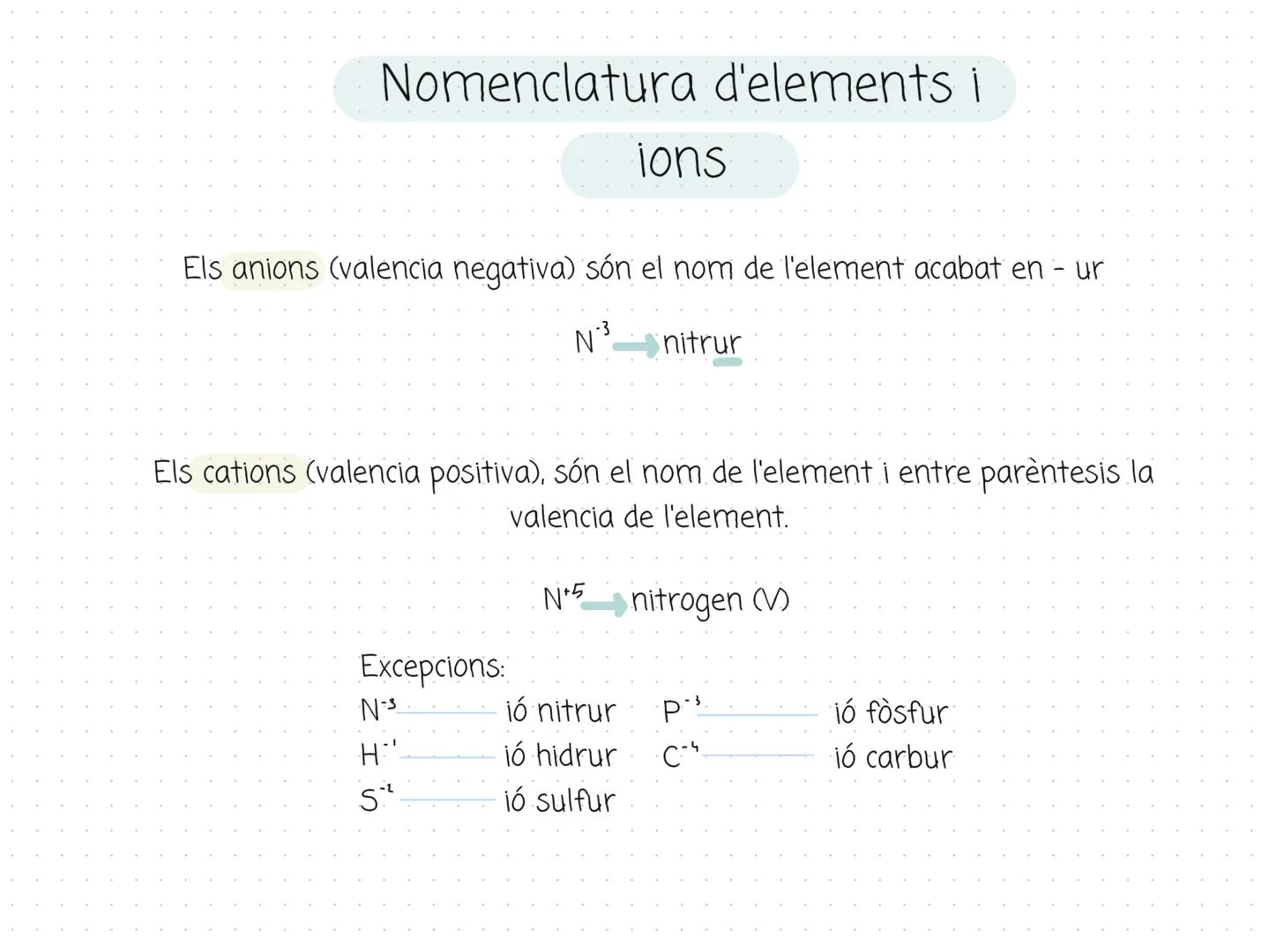 Formulació (òxids metàl·lics i no
metalls)
Òxids: combinacions d'un element amb valència positiva i amb l'oxigen amb
valència - 2
Metall
No 