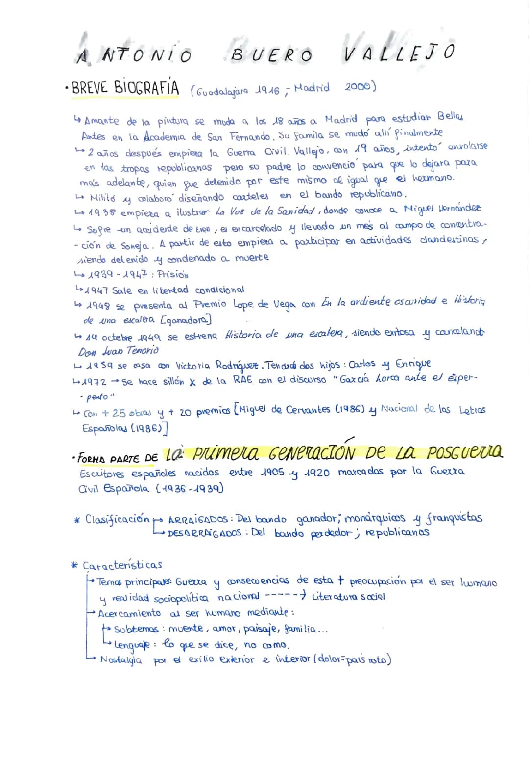 Curiosidades y Obras Destacadas de Antonio Buero Vallejo