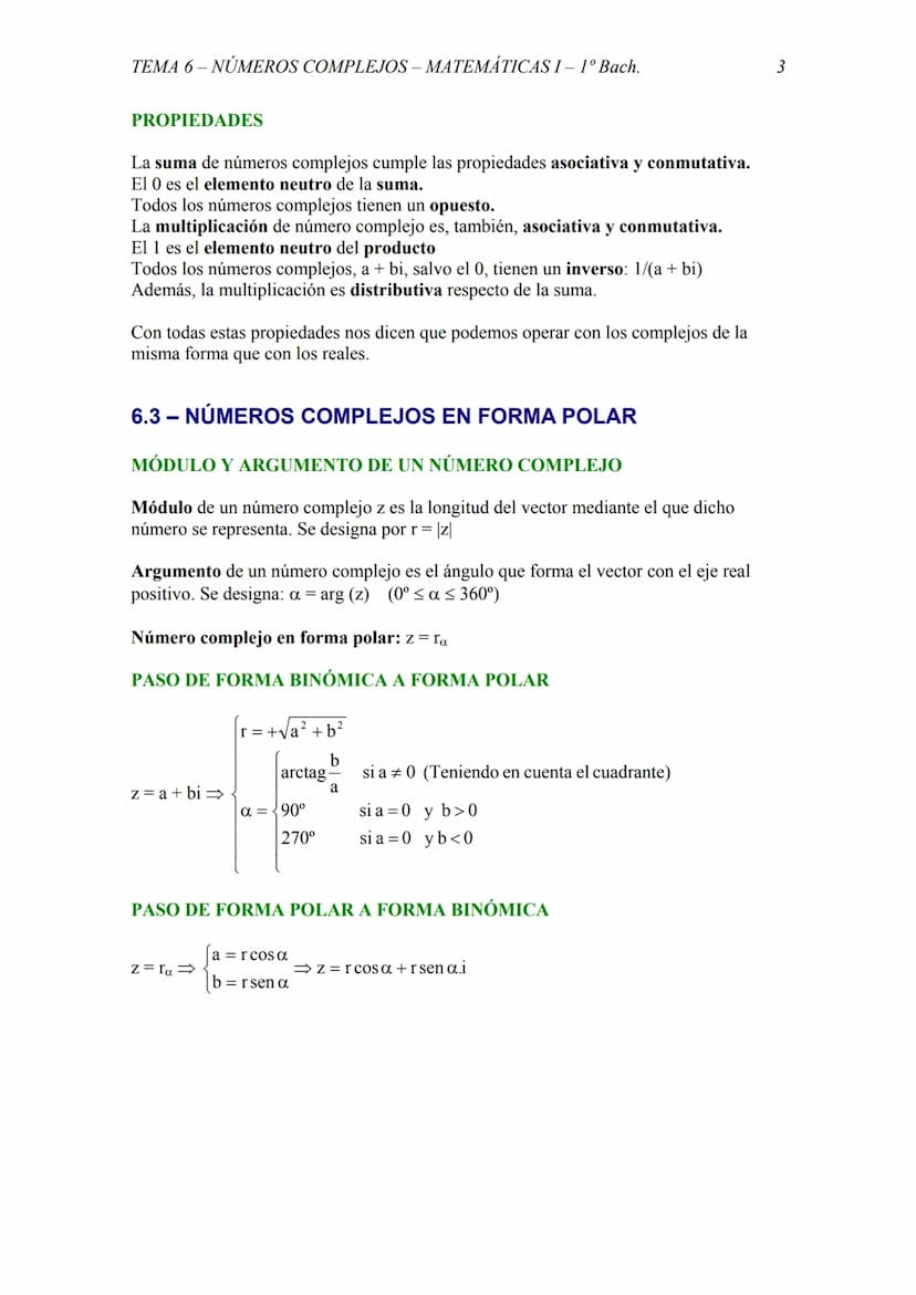 TEMA 6- NÚMEROS COMPLEJOS - MATEMÁTICAS I - 1º Bach.
TEMA 6 - NÚMEROS COMPLEJOS
6.1 - EN QUÉ CONSISTEN LOS NÚMEROS COMPLEJOS
DEFINICIONES
Al