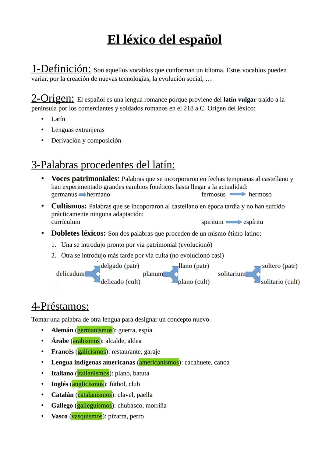 # El léxico del español

1-Definición: Son aquellos vocablos que conforman un idioma. Estos vocablos pueden
variar, por la creación de nueva