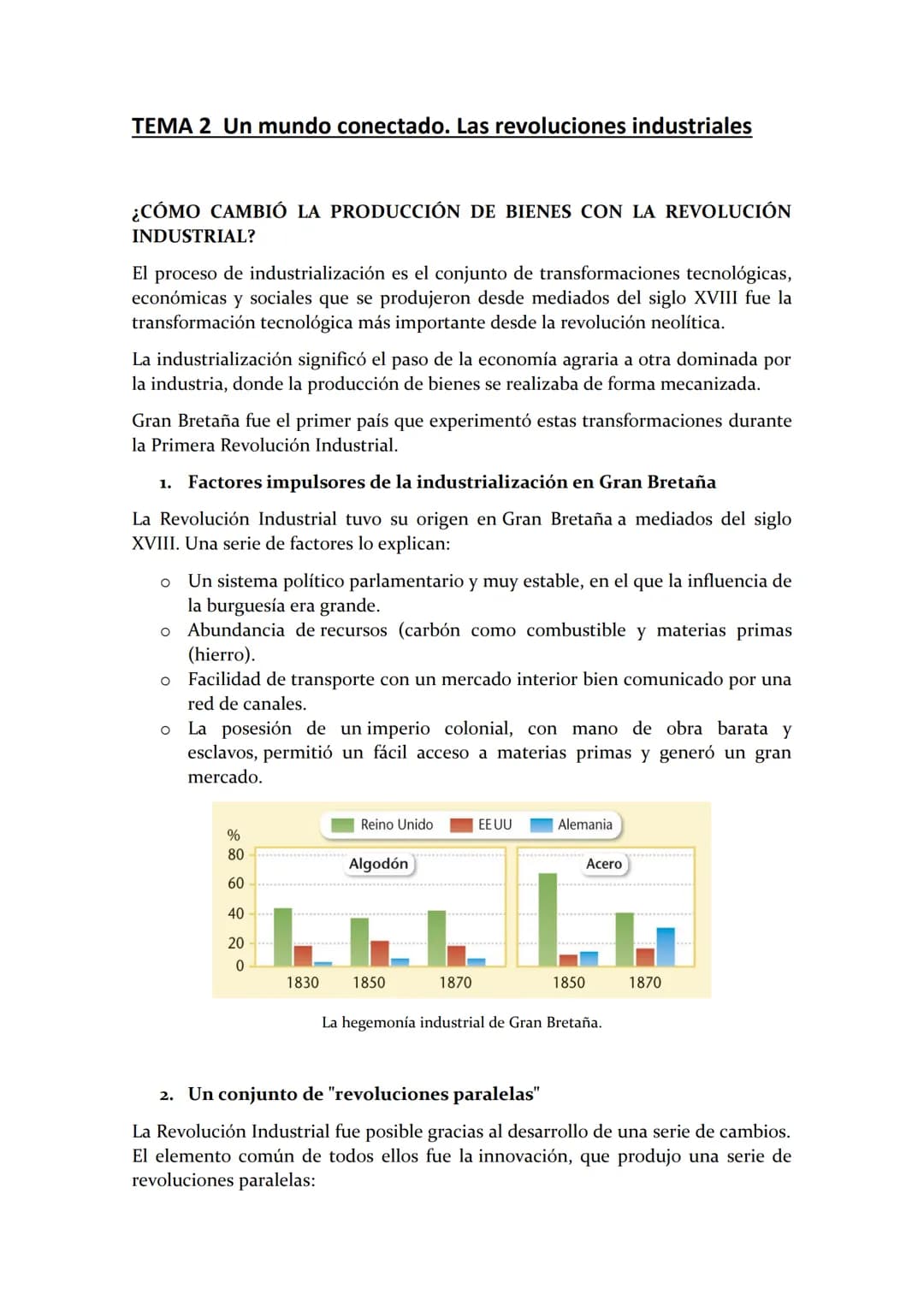 TEMA 2 Un mundo conectado. Las revoluciones industriales
¿CÓMO CAMBIÓ LA PRODUCCIÓN DE BIENES CON LA REVOLUCIÓN
INDUSTRIAL?
El proceso de in