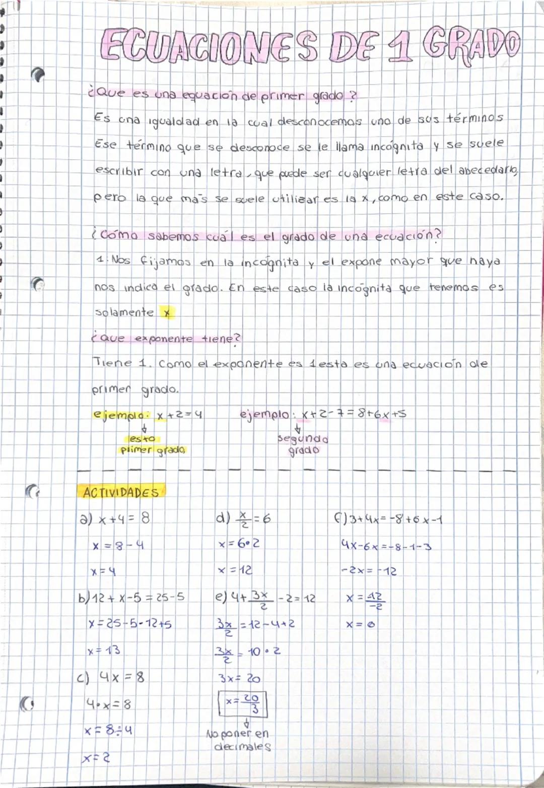 # ECUACIONES DE 1 GRADO

¿Que es una equación de primer grado?

Es una igualdad en la cual desconocemos uno de sus términos

Ese término que