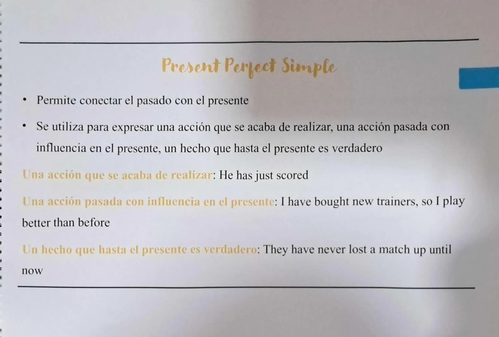 -
C
Present Perfect Simple
• Permite conectar el pasado con el presente
•
Se utiliza para expresar una acción que se acaba de realizar, una 
