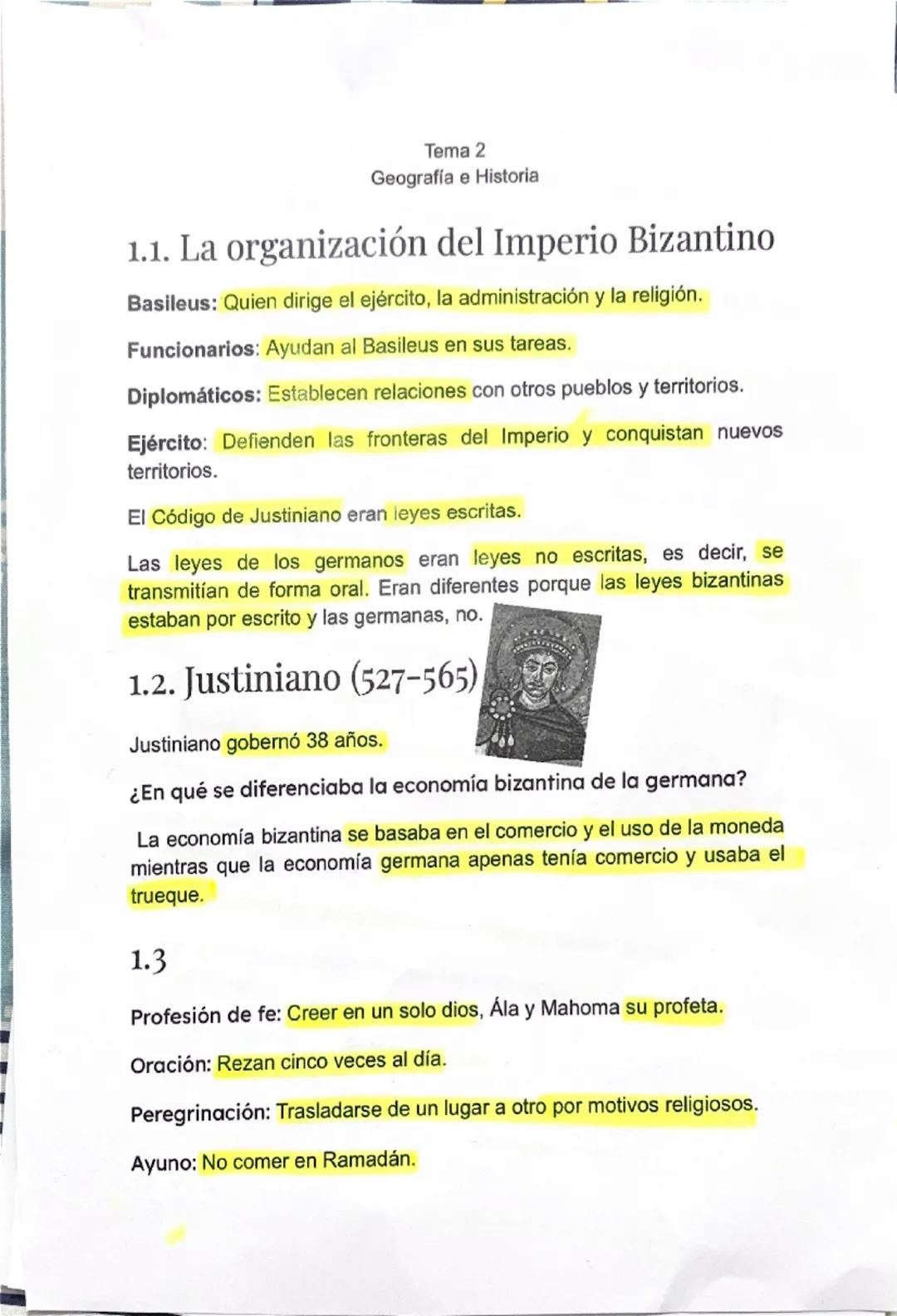Tema 2
Geografía e Historia

1.1. La organización del Imperio Bizantino

Basileus: Quien dirige el ejército, la administración y la religión