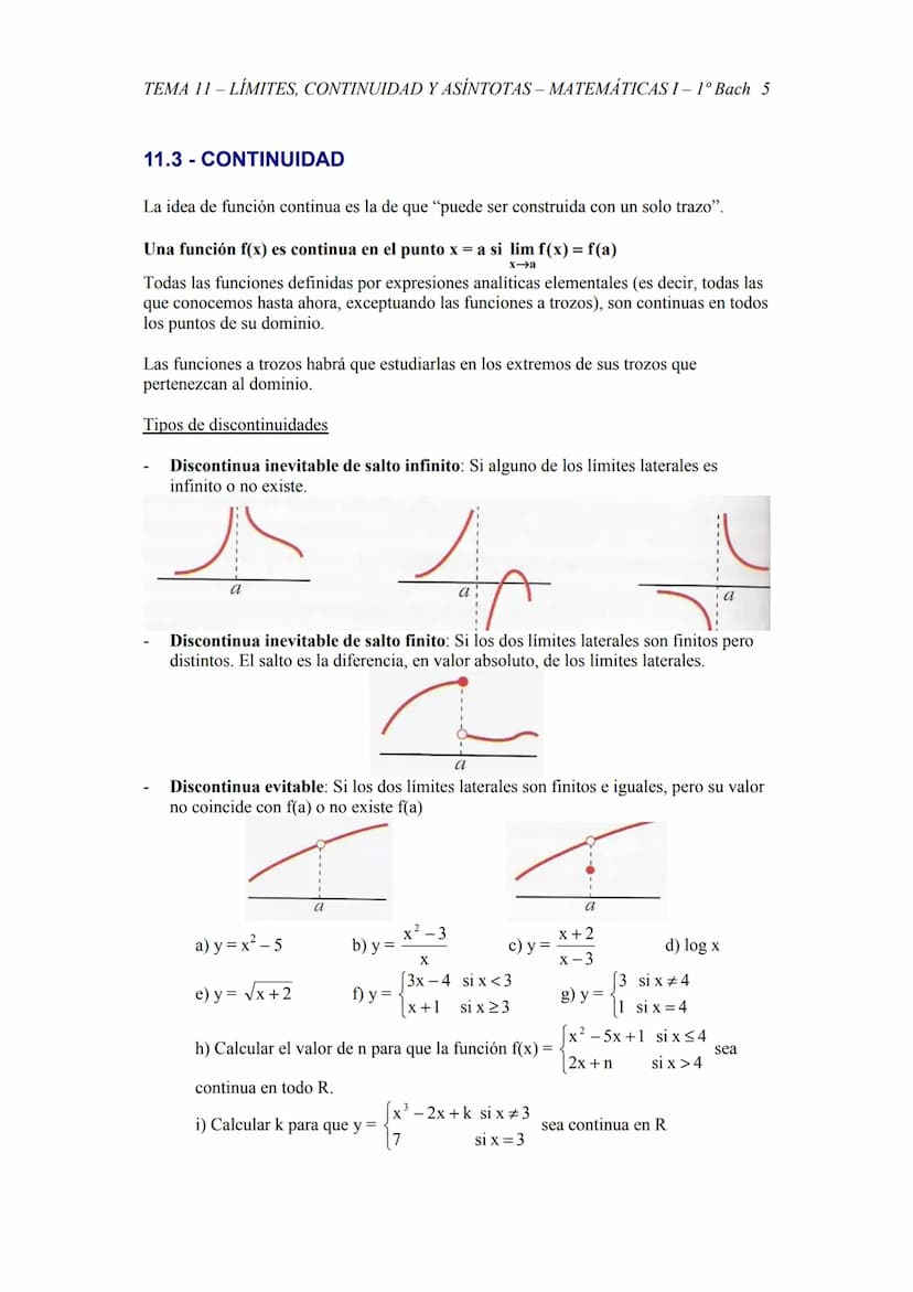TEMA 11 - LÍMITES, CONTINUIDAD Y ASÍNTOTAS - MATEMÁTICAS I– 1º Bach 1
TEMA 11 - LÍMITES, CONTINUIDAD, ASÍNTOTAS
11.1 - LÍMITE DE UNA FUNCIÓN