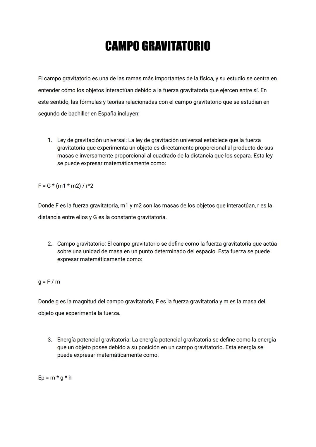 # CAMPO GRAVITATORIO

El campo gravitatorio es una de las ramas más importantes de la física, y su estudio se centra en
entender cómo los ob