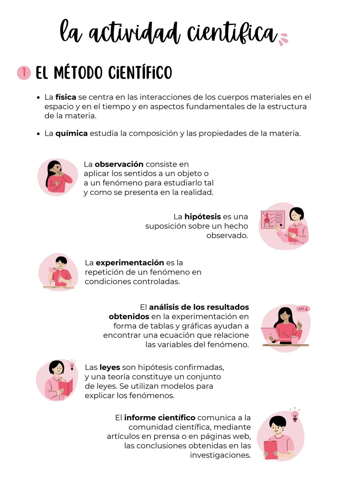 # la actividad cientifica

1 EL MÉTODO CIENTÍFICO

*   La física se centra en las interacciones de los cuerpos materiales en el
espacio y en