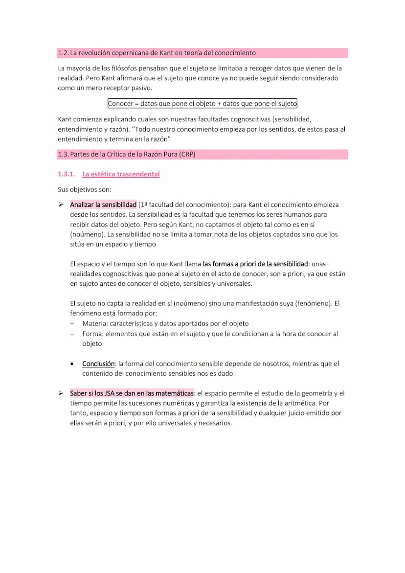TEMA & LA FILOSOFÍA DE KANT
1. LA CRÍTICA DE LA RAZÓN PURA: TEORÍA DEL CONOCIMIENTO Y LA
POSIBILIDAD DE LA METAFÍSICA COMO CIENCIA
Kant se i