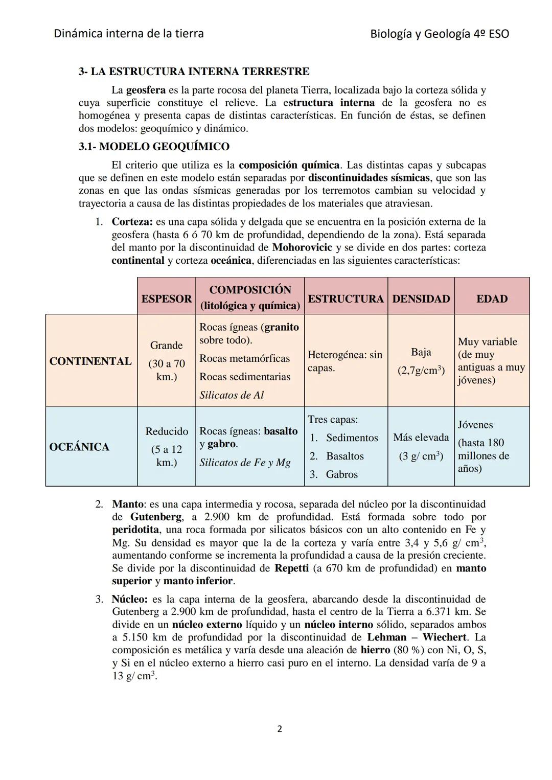 Dinámica interna de la tierra
TEMA 6: LA DINÁMICA INTERNA
TERRESTRE
1- CARACTERÍSTICAS DE LOS PROCESOS GEOLÓGICOS INTERNOS
Se originan en el