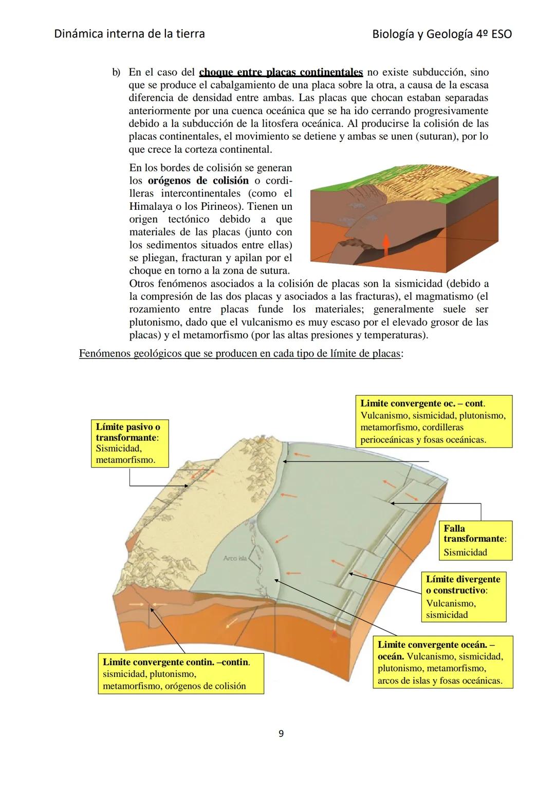 Dinámica interna de la tierra
TEMA 6: LA DINÁMICA INTERNA
TERRESTRE
1- CARACTERÍSTICAS DE LOS PROCESOS GEOLÓGICOS INTERNOS
Se originan en el