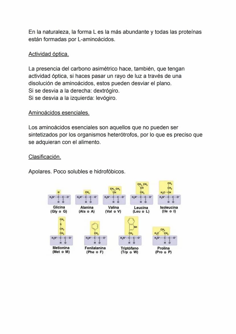 Proteínas
1. Concepto de proteína.
2. Aminoácidos.
3. Enlaces peptidos y peptídicos.
4. Estructura de las proteínas.
5. Propiedades de las p