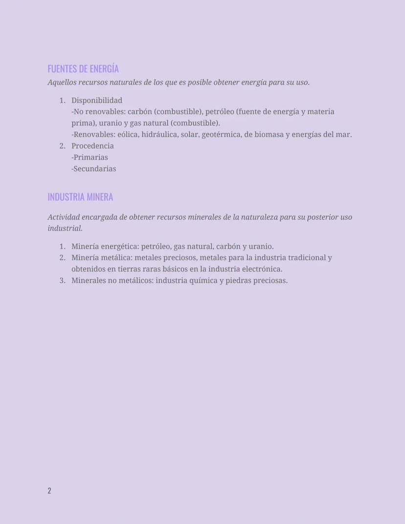 SECTOR SECUNDARIO
Comprende las actividades económicas dedicadas a transformar los recursos
naturales en productos elaborados.
ACTIVIDADES
1