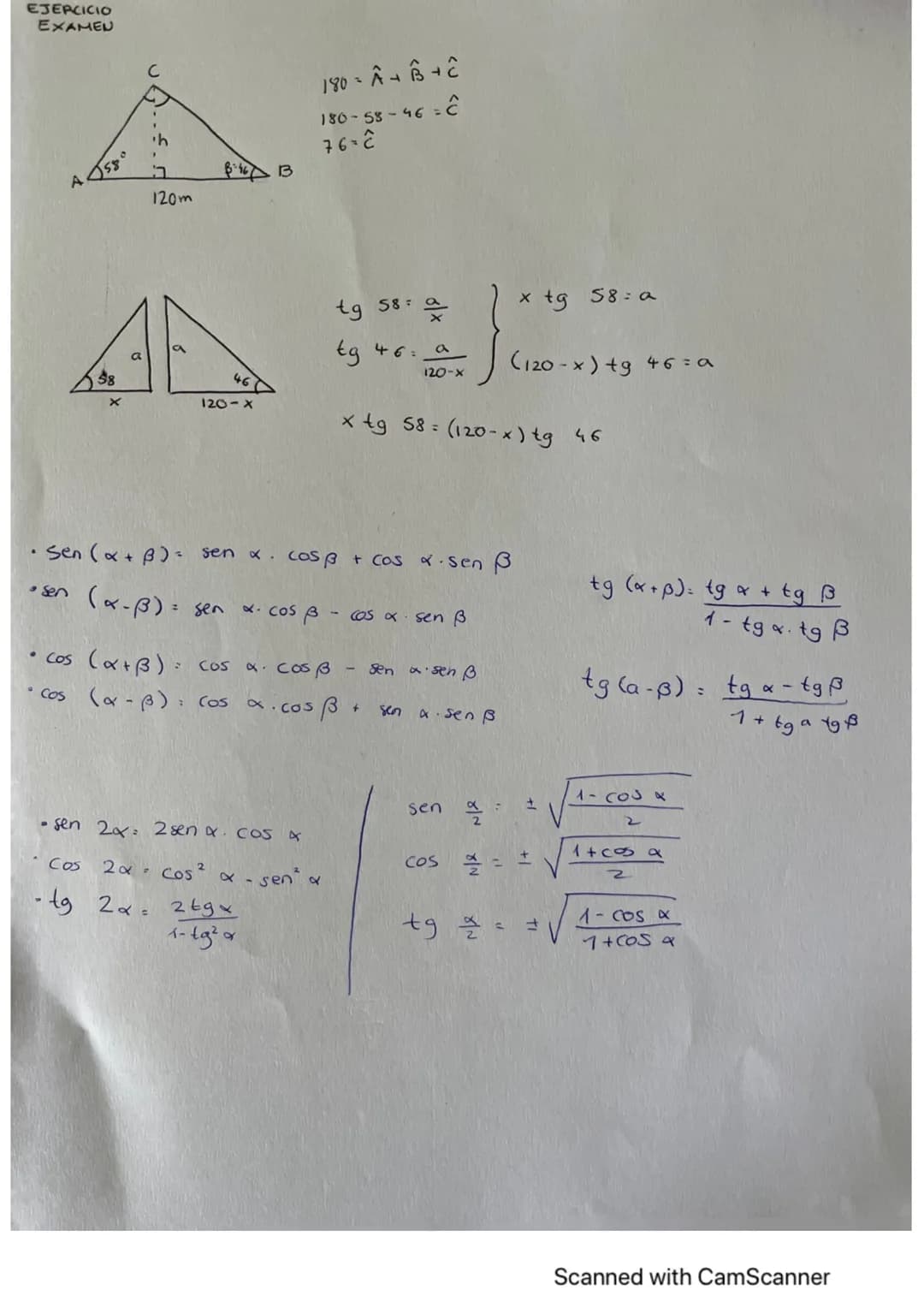 
<p>The provided text contains a mix of trigonometric terms and calculations that seem to be incomplete and unorganized. It appears to be a 