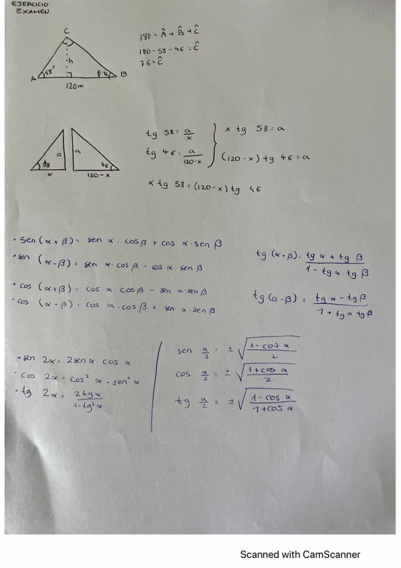 
<p>The provided text contains a mix of trigonometric terms and calculations that seem to be incomplete and unorganized. It appears to be a 