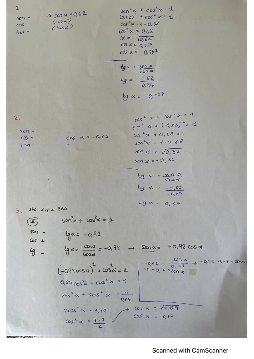 
<p>The provided text contains a mix of trigonometric terms and calculations that seem to be incomplete and unorganized. It appears to be a 