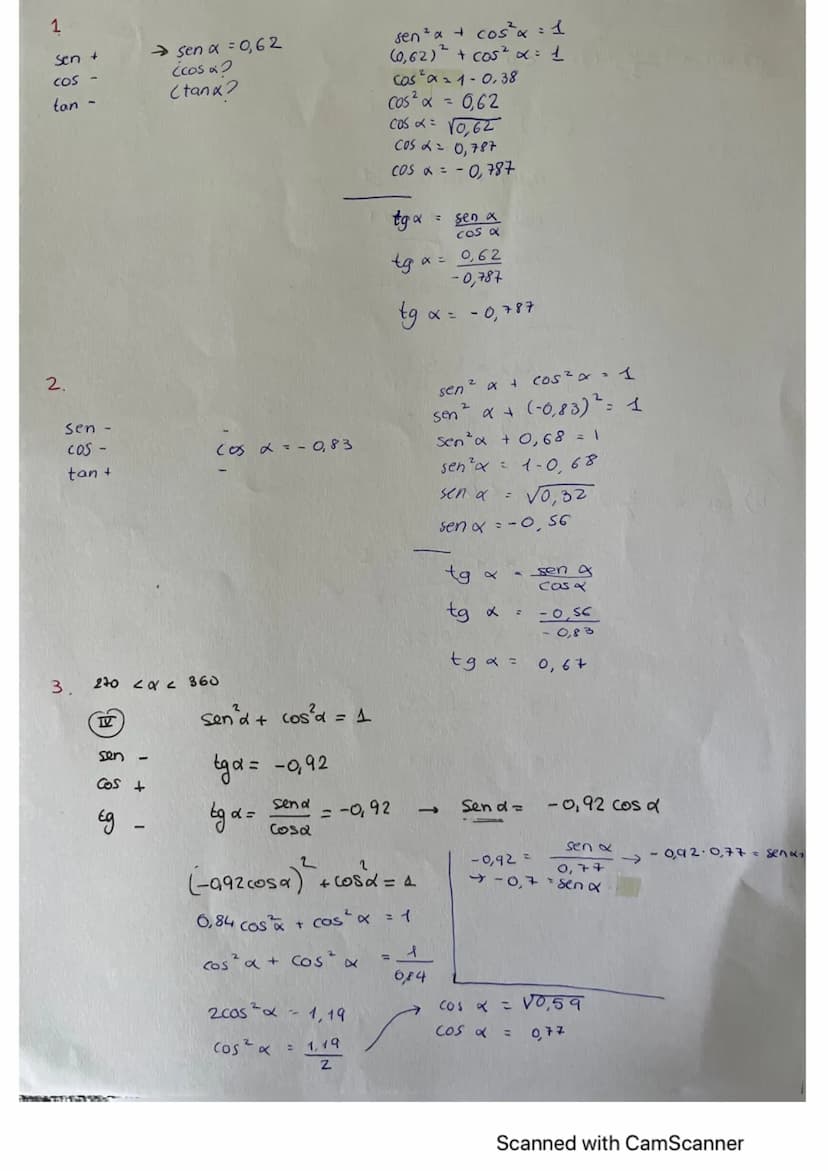 
<p>The provided text contains a mix of trigonometric terms and calculations that seem to be incomplete and unorganized. It appears to be a 