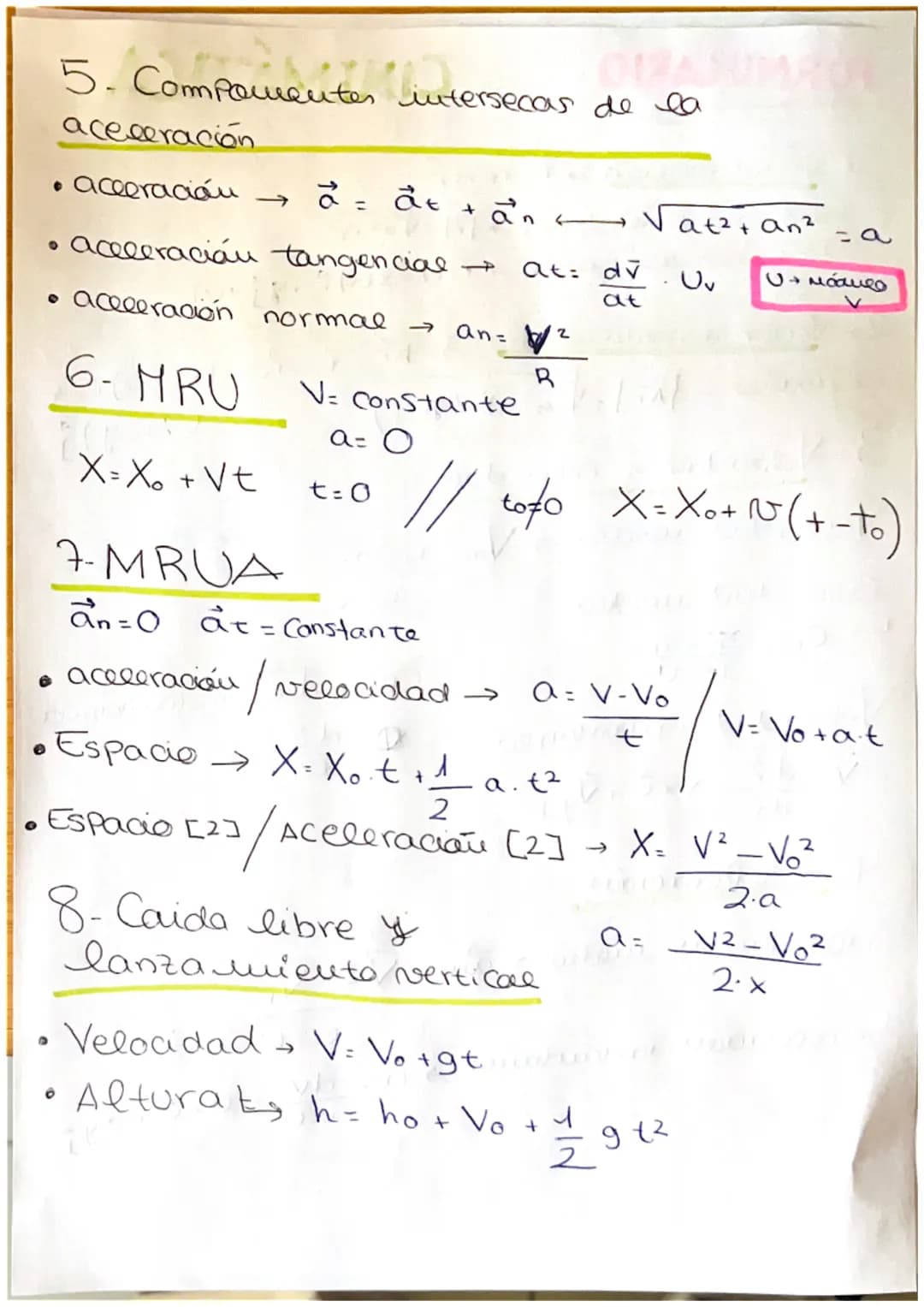 FORMULARIO
1. Vector posición → = √x+₁
+YY
• Módulo 2 dimensiones 1r1= √√ x² + y²
•In
CINEMÁTICA
función del tiempo → r(t) = X(+)2
→
3- Velo