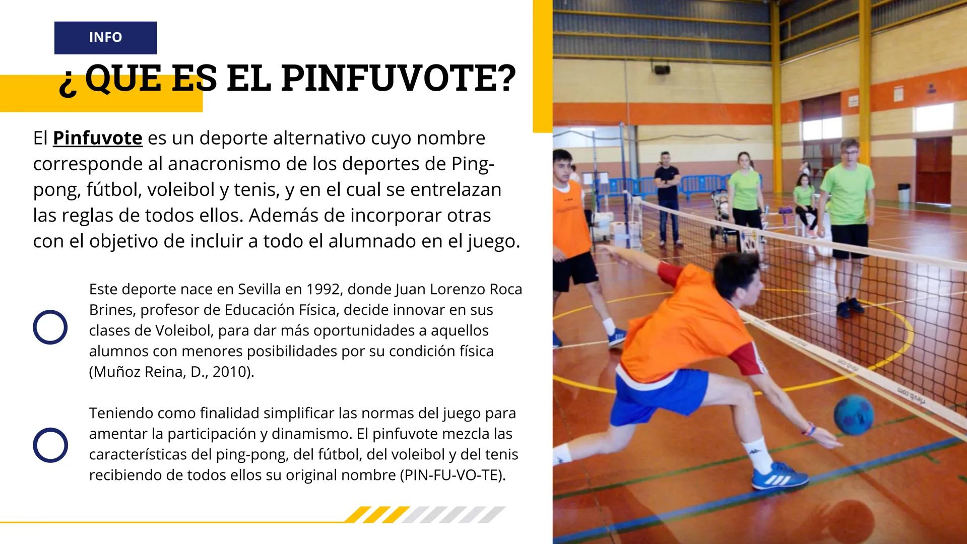 2023
PINFUVOTE
Hana Saegusa Martínez 4D
Sports INFO
¿QUE ES EL PINFUVOTE?
El Pinfuvote es un deporte alternativo cuyo nombre
corresponde al 