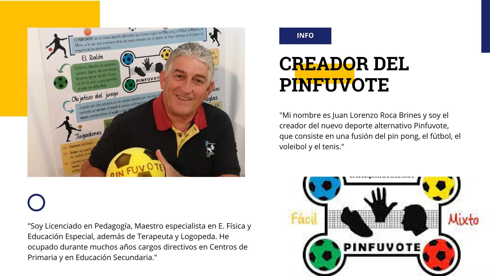 2023
PINFUVOTE
Hana Saegusa Martínez 4D
Sports INFO
¿QUE ES EL PINFUVOTE?
El Pinfuvote es un deporte alternativo cuyo nombre
corresponde al 