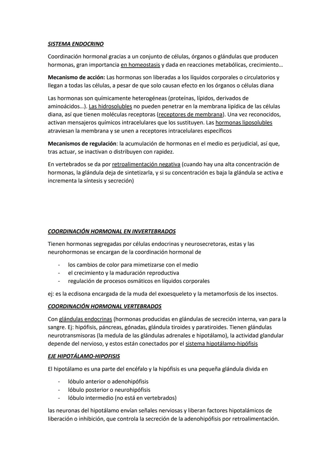 SISTEMA ENDOCRINO
Coordinación hormonal gracias a un conjunto de células, órganos o glándulas que producen
hormonas, gran importancia en hom