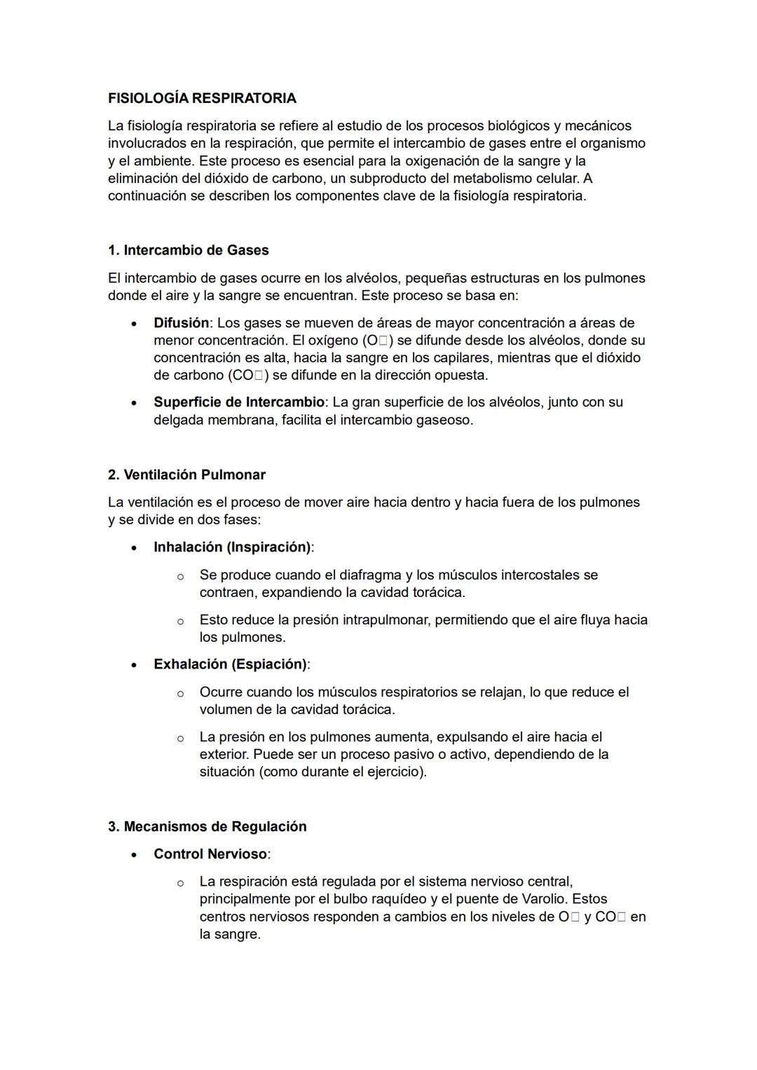 # FISIOLOGÍA RESPIRATORIA

La fisiología respiratoria se refiere al estudio de los procesos biológicos y mecánicos
involucrados en la respir