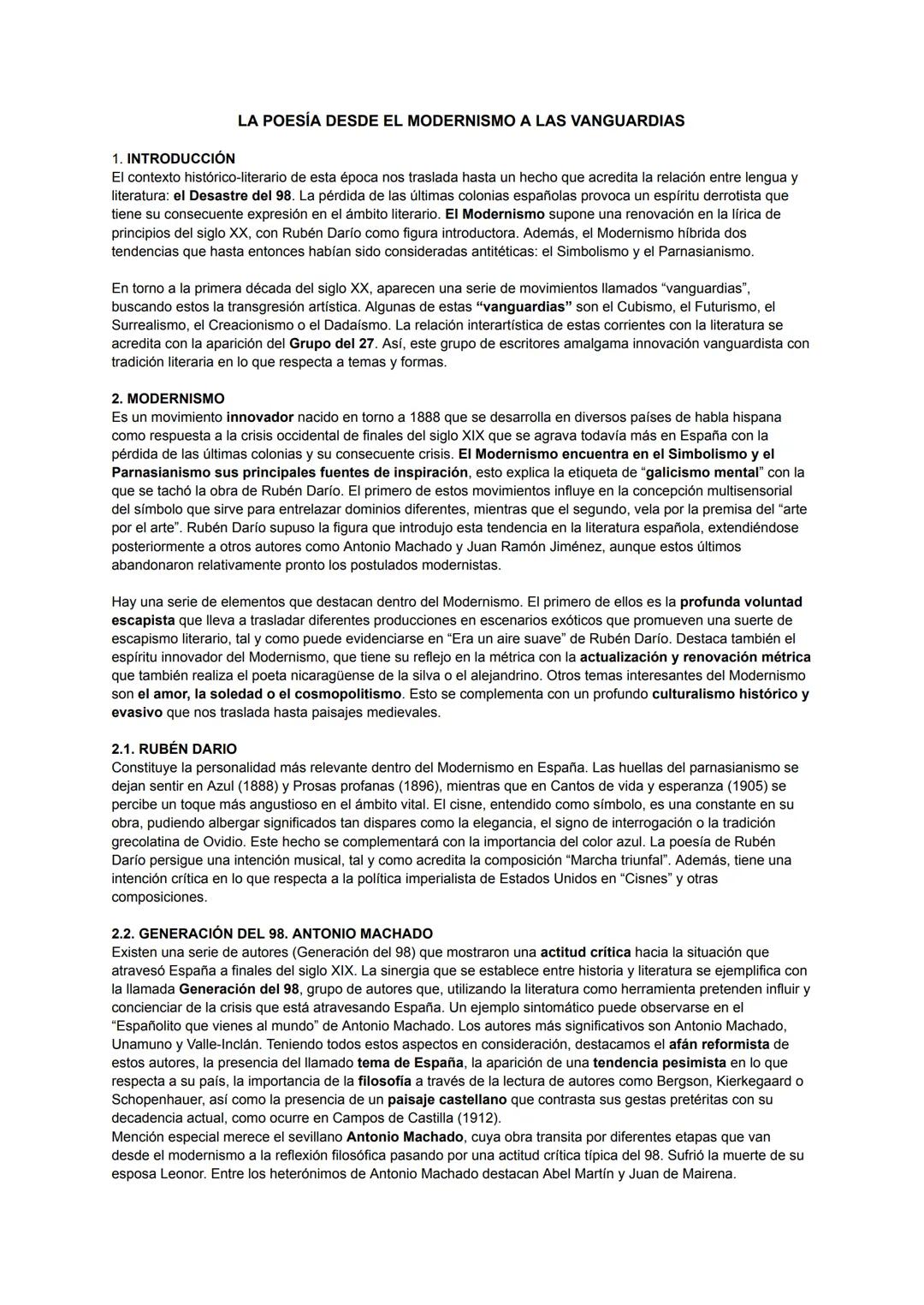 LA POESÍA DESDE EL MODERNISMO A LAS VANGUARDIAS
1. INTRODUCCIÓN
El contexto histórico-literario de esta época nos traslada hasta un hecho qu