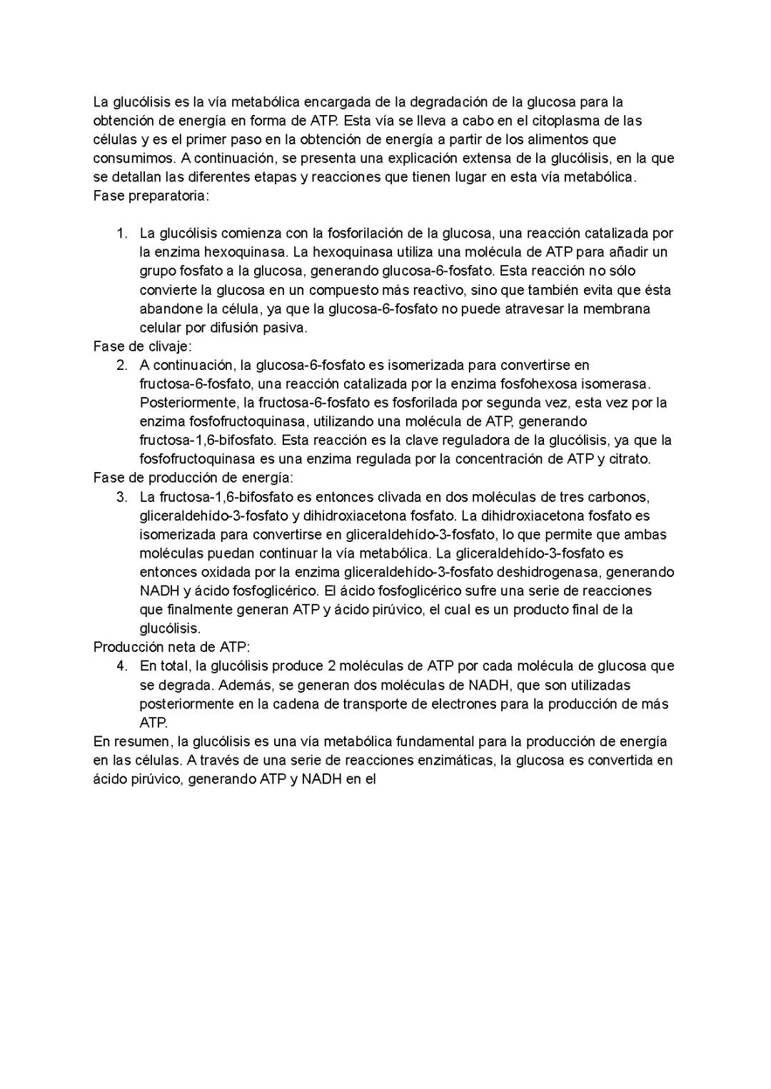 Resumen Completo de la Glucólisis