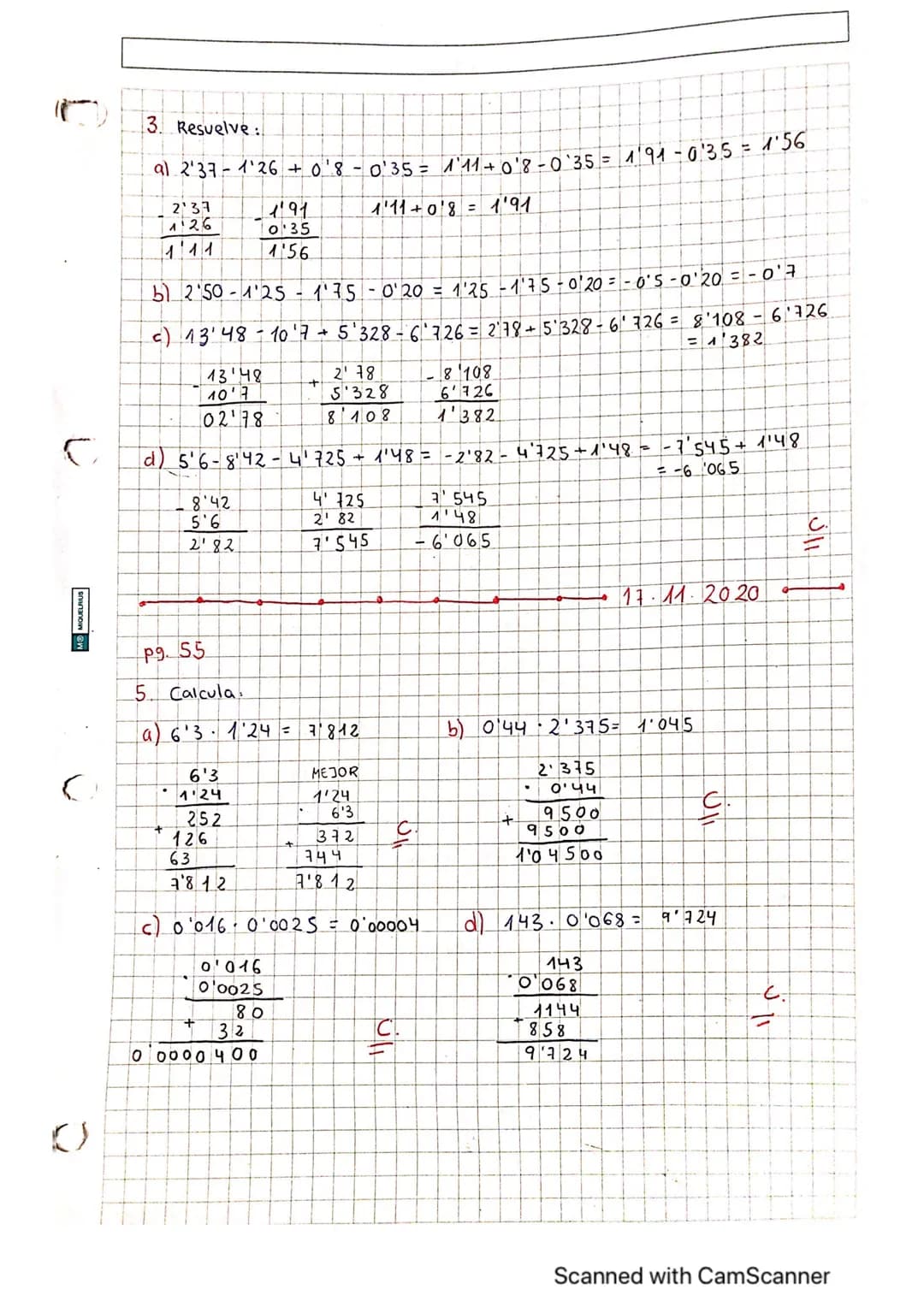 UNIDADE 3: N°S DECIMAIS E FRACCIONS
I) NO DECIMAIS
Nos decimais exactos: 0'5; 2'5; 700 39
Nos decimais inexactos:
NOS RACIONAIS Q
Entre dous