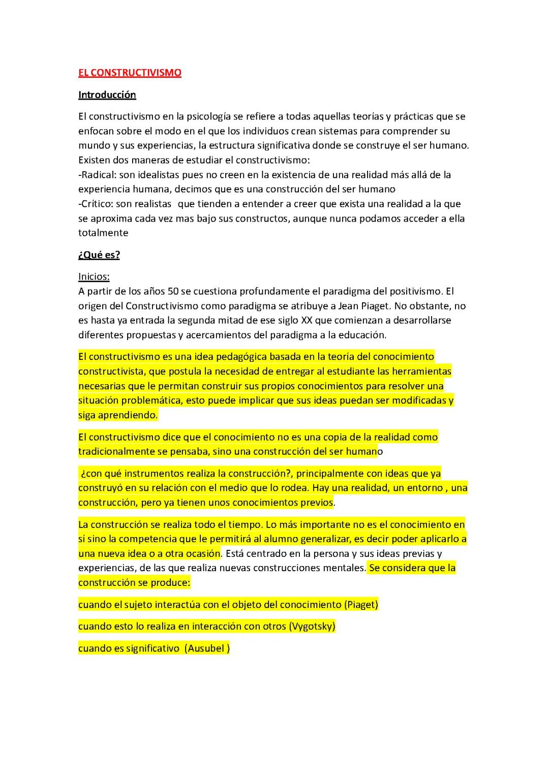 Guía sobre el Constructivismo para Bachillerato y EBAU